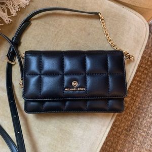 Black Quilted Leather Michael Kors Crossbody Purse
